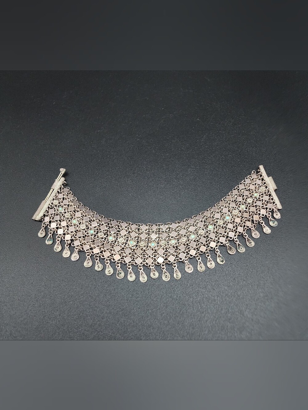 Antique SterlingSilver Mesh MultiStrand Panel Middle Eastern Yemeni Hand Wrought